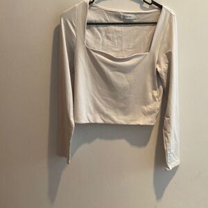 BABATON by ARITZIA Off White Long Sleeve Crop Top Elastine large